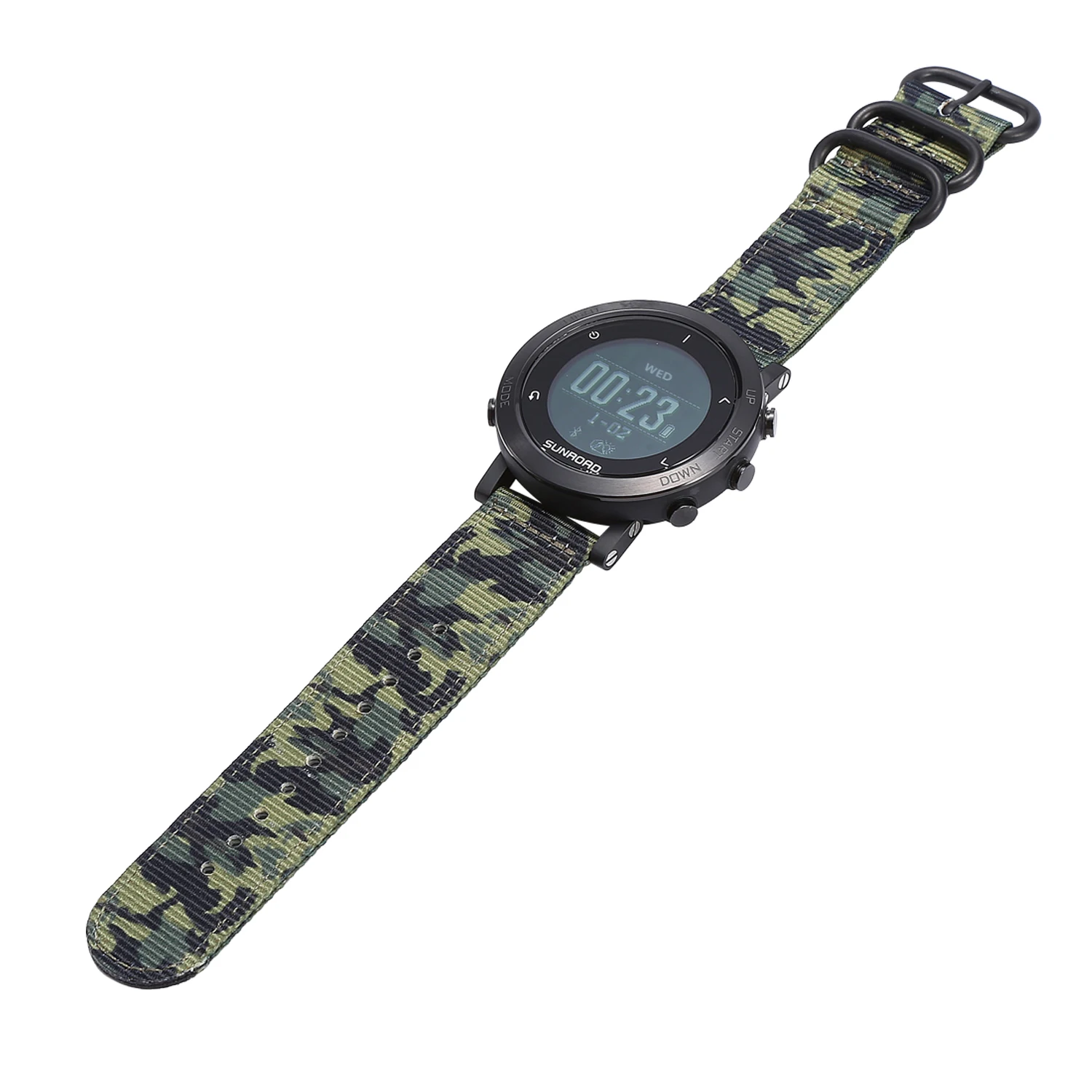 SUNROAD Compass Watch Camo Army Green 5ATM Waterproof GPS+Pressure+Altitude+Triathlon HARD APP Play Store Download For Andriod