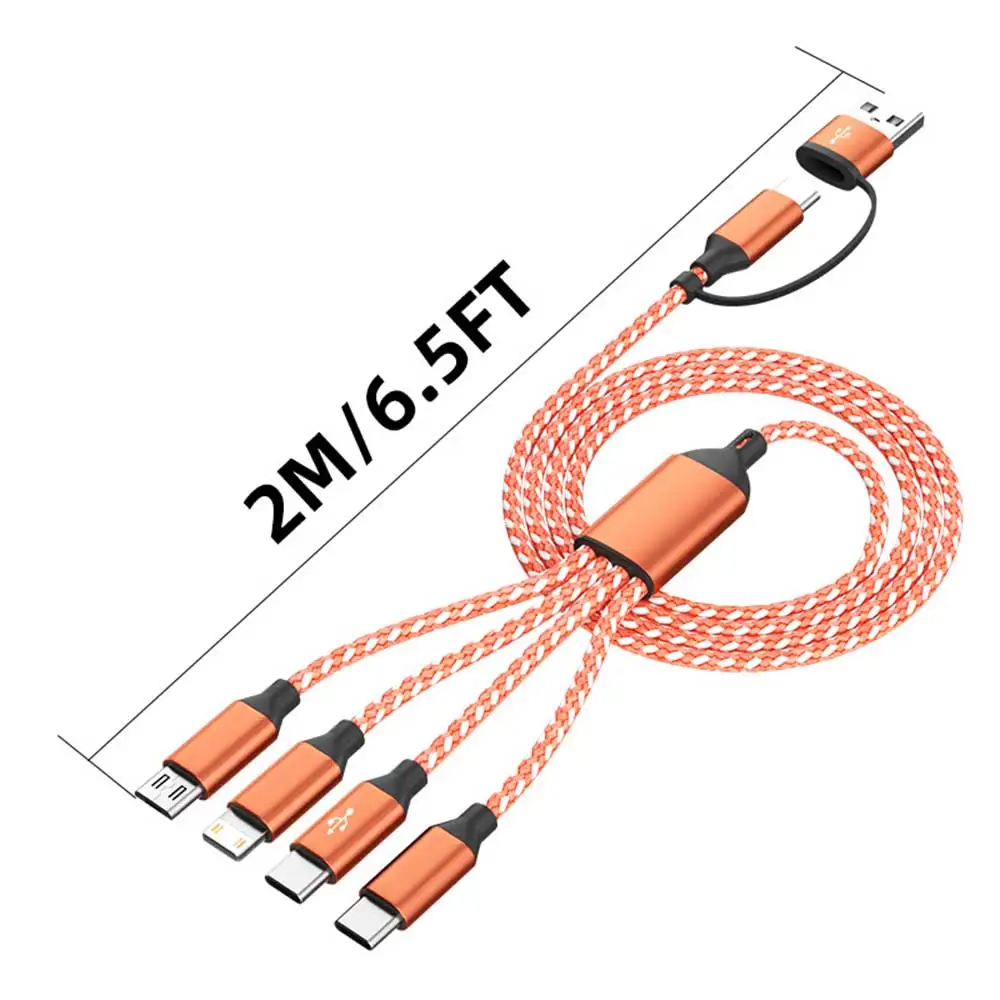 2PCS,Multi-function Cable Set, USB-A/C To Type-C, Lightning, Micro-USB,Compatible With iPhone, Android, HUAWEI And Other Smart Devices,2 M/6.5FT