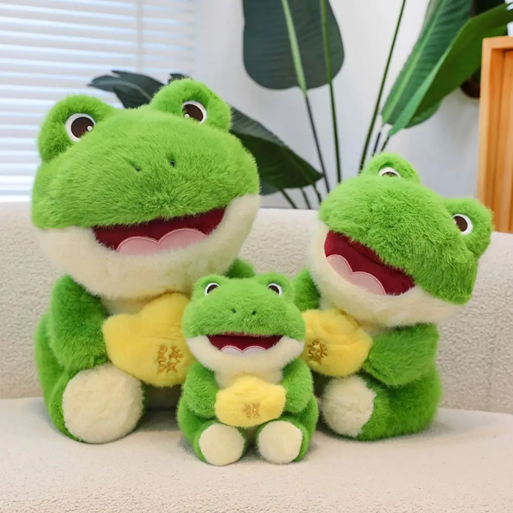 

PP Cotton Money Frog Plush Toy Green Frog Soft Animal Fluffy Frog Figure Doll 23/35cm Cartoon Anime Cartoon Frog Stuffed Toy