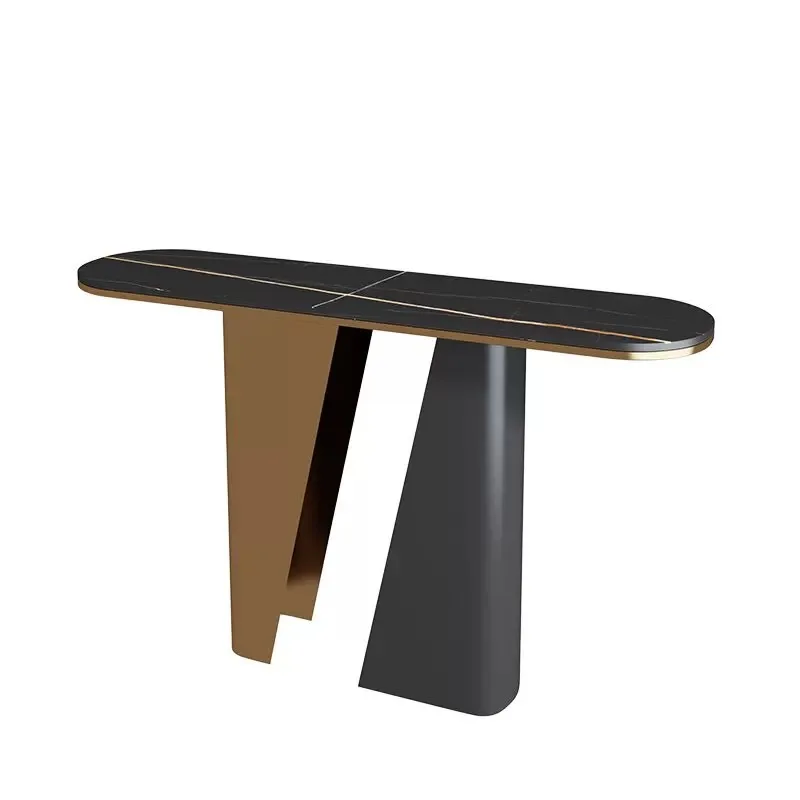 

Light luxury creative rock slab desktop entrance door Designer entrance table