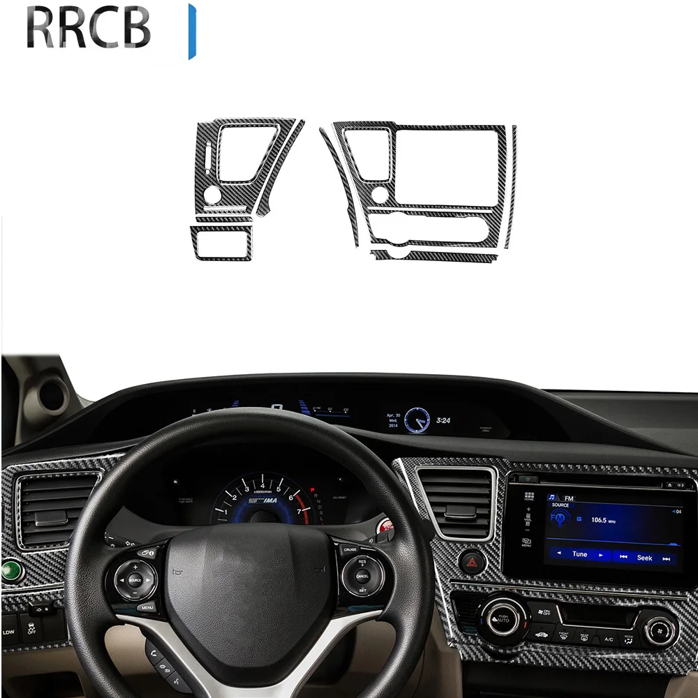 For Honda Civic 9 Coupe Sedan 2013-2015 Carbon Fiber Dashboard  Panel Air Outlet Sticker Car Interior Accessories