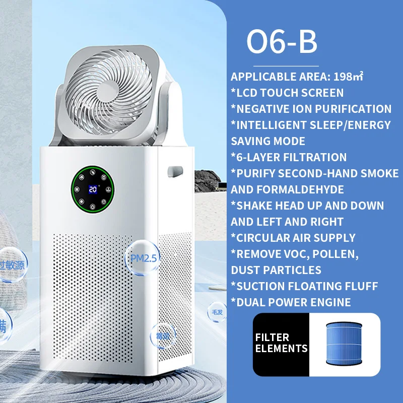 Humidifier and Purifier in One - Purifier and Humidifier Combo with Oscillating Fan, Evaporative Large Room Humidifier