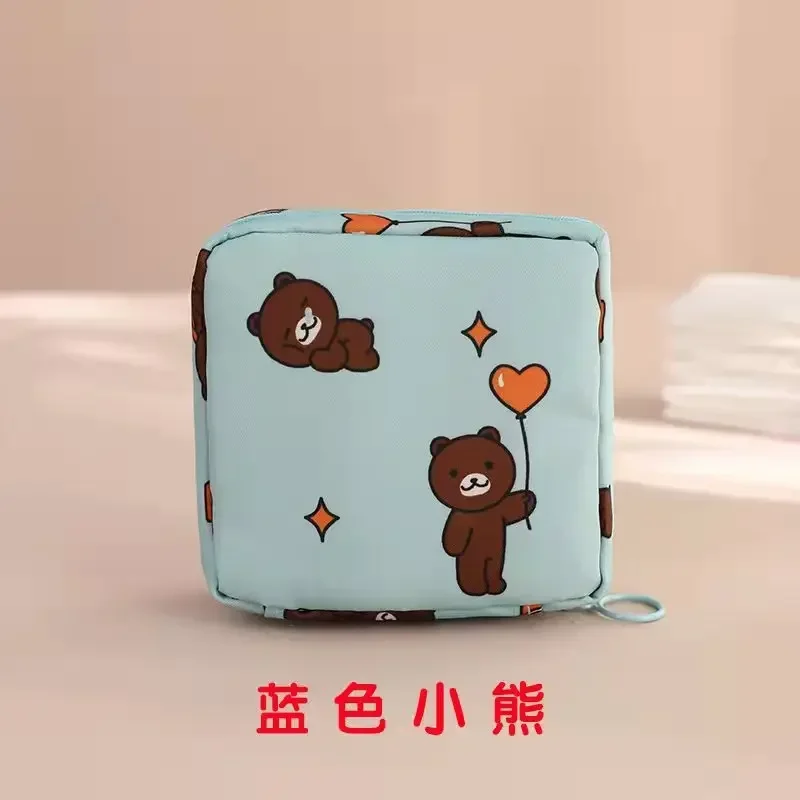 Korean Cute Bear Large Capacity Sanitary Napkin Storage Bags Girls Cartoon Physiological Period Tampon Organiser Bag Mini Bag