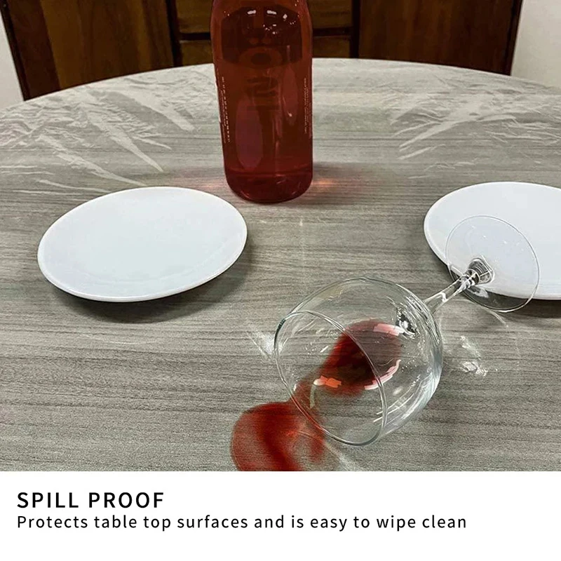 10Pcs Fitted Round Tablecloth Transparent Waterproof Oil-Proof Table Cover Protector Cloth Dinning Table Table Covers Home