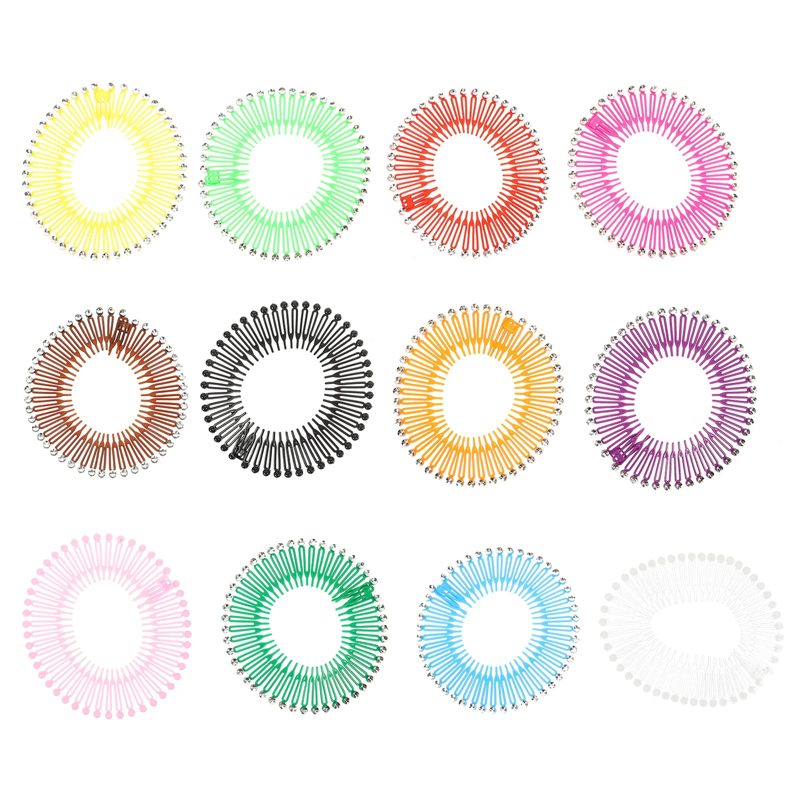 

12 шт., эластичная расческа для волос, повязка на голову, пропиленовая, с круглыми зубьями, гибкая круглая расческа для густых, тонких, длинных вьющихся волос, мытье лица