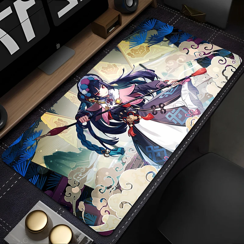 Yun Jin Mousepad Genshin Impact XXL Large Gaming Keyboard Rug PC Gamer Cabinet Mouse Pad Speed Desk Mat Kawaii Anime Girl Carpet