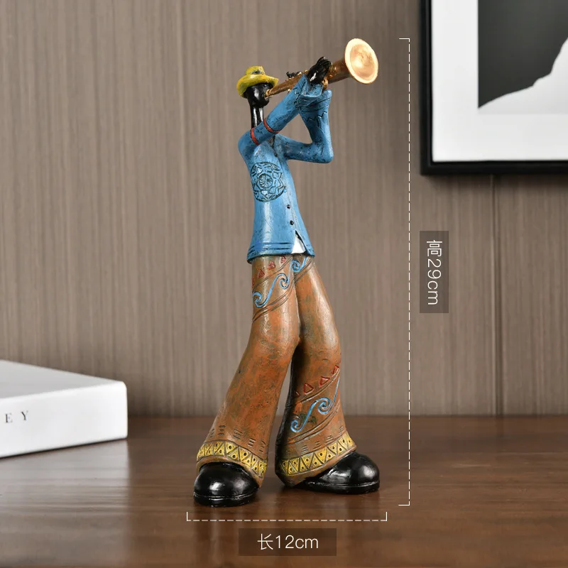 

29Cm Retro Band Art Ornament Music Character Resin Statue Artwork Living Room Bookshelf TV Cabinet Wine Cabinet Decoration Gift