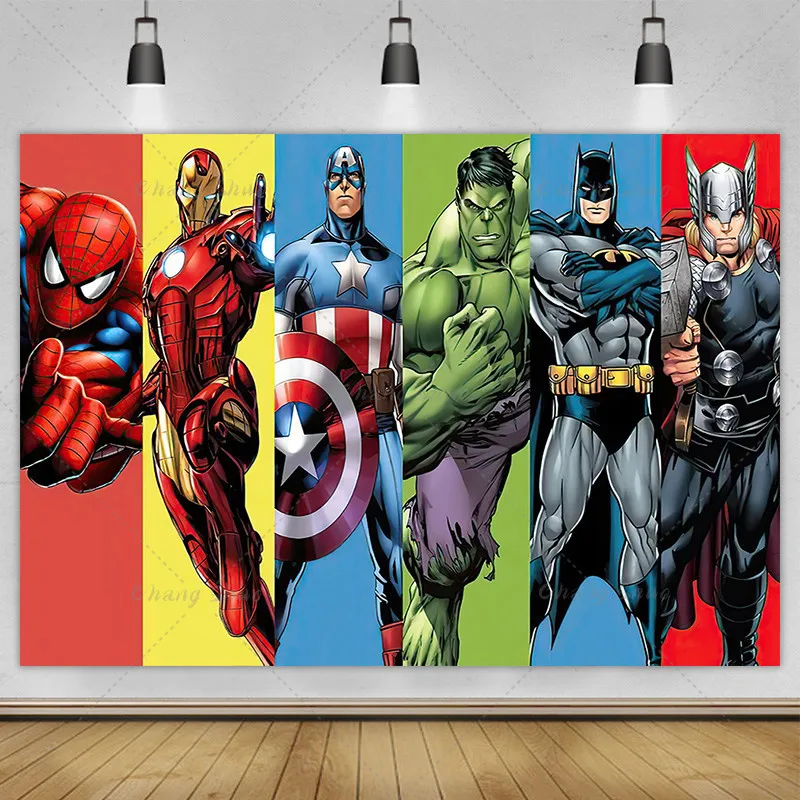 DISNEY Spiderman Iron Man Hulk Banner Photography Backgrounds Vinyl Cloth Party Backgrounds For Kids Birthday Party Decoration