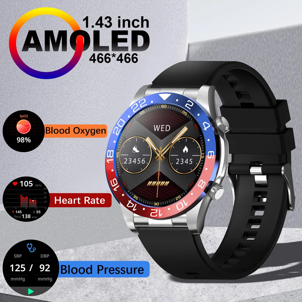 

Смарт-часы 2026 с мониторингом сна, Bluetooth-звонками, AMOLED Retina HD-дисплеем 1,43 дюйма, сенсорным экраном 466 точек на дюйм, спортивные, с NFC