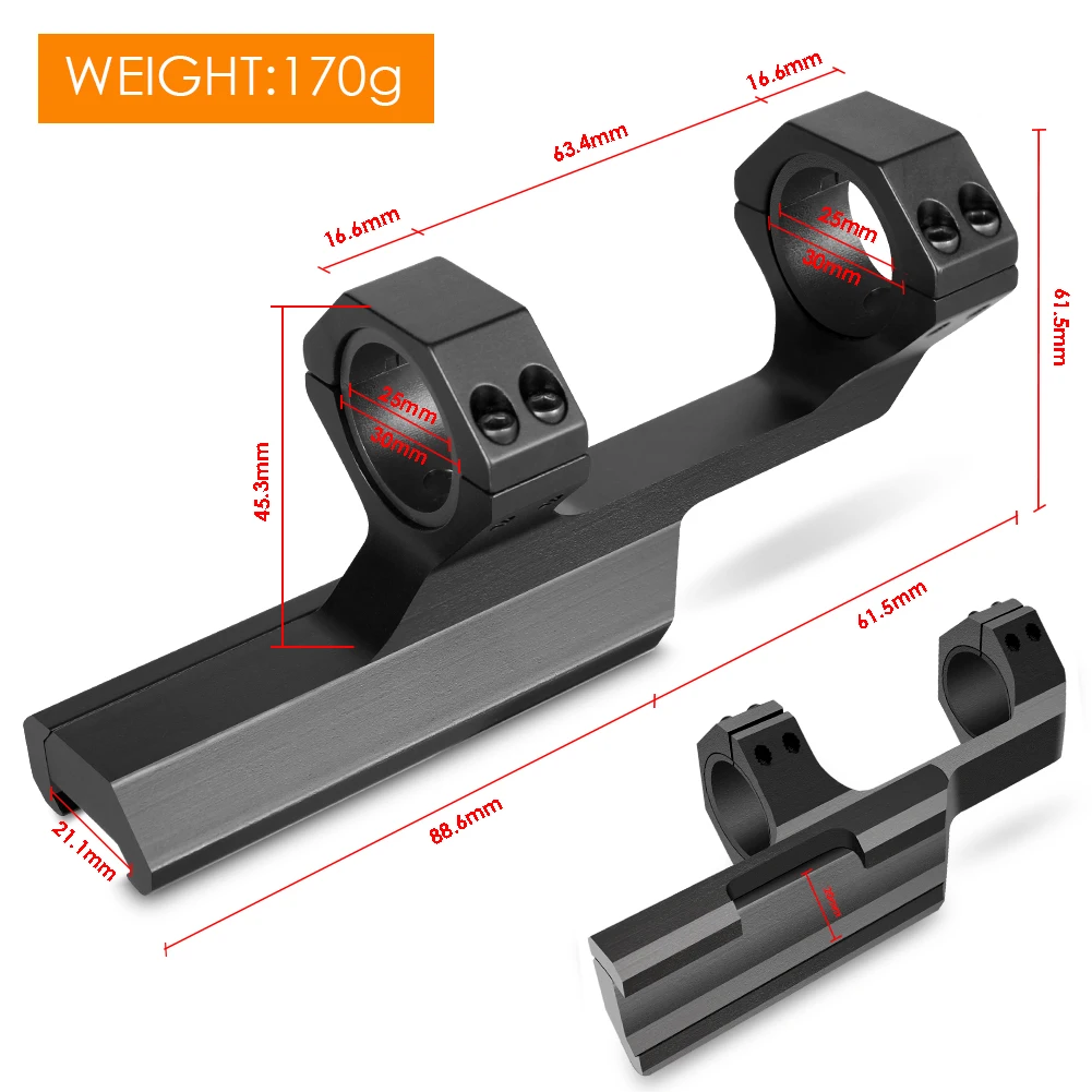 UniqueFire Dual Ring Scope Mount Cantilever Mount, 30mm / 25.4mm 1\