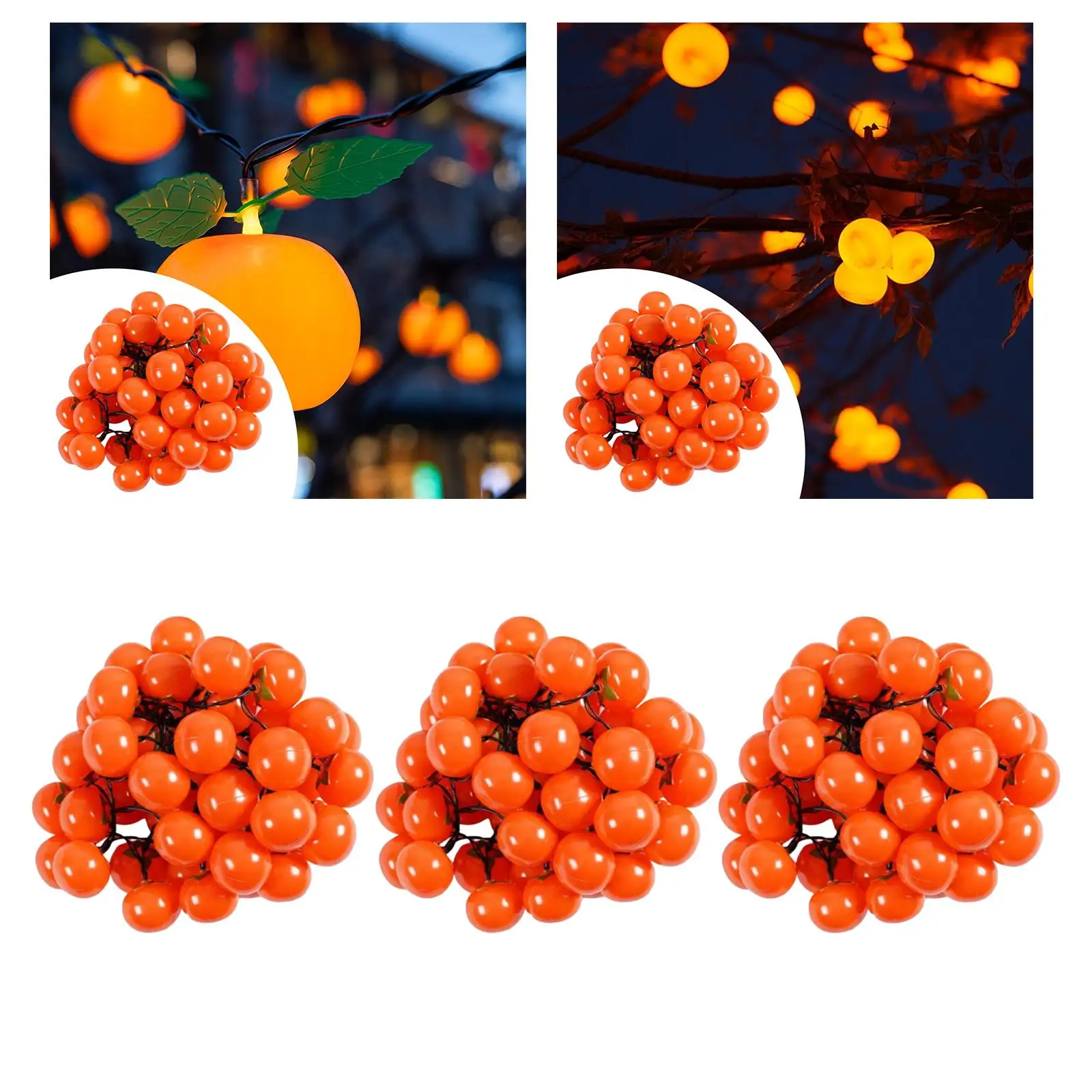 Hanging Persimmon Lantern String Lights Outdoor Waterproof LED Copper Wire Decorative Light for Room Patio