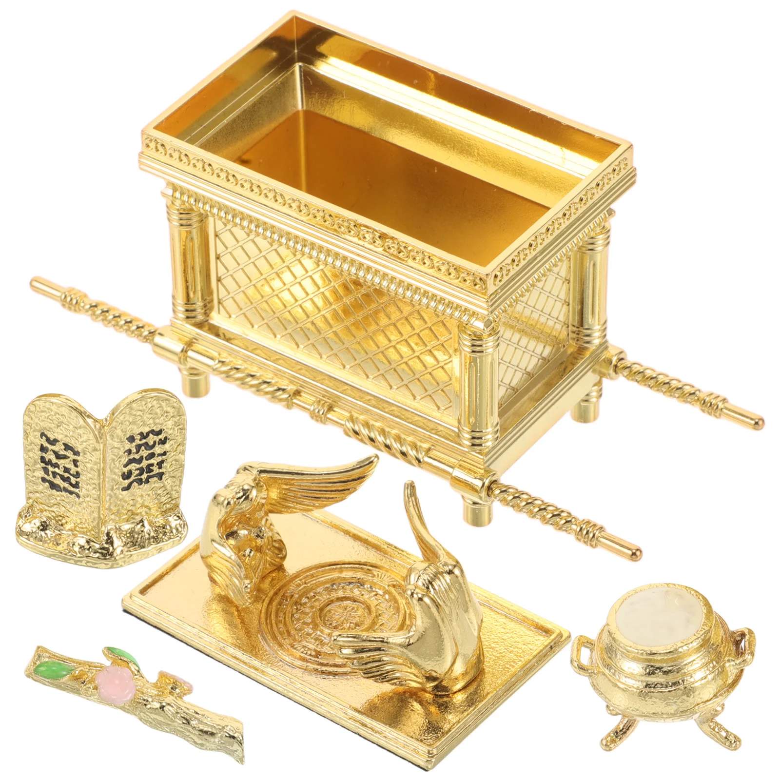 

Exquisite Metal Ark Statue with Golden Stand Elegant Religious Home Decor Symbol of Blessing and Tradition Display