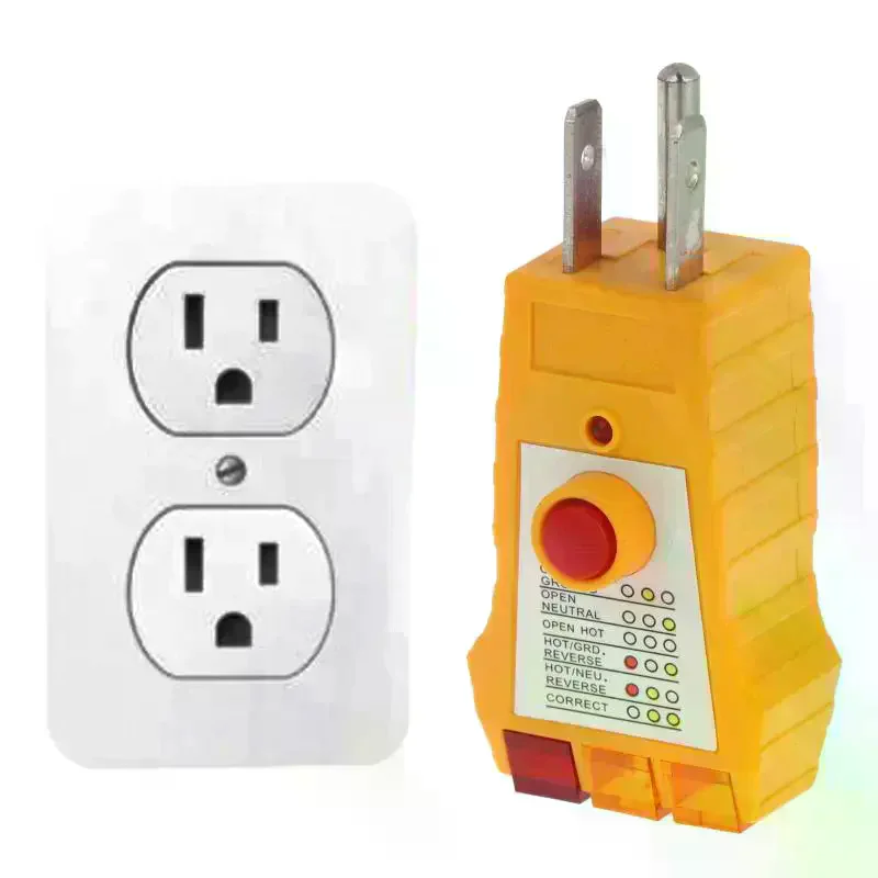 Compact Design Electrical Fault Detector Comprehensive Wiring Check GFCI Detection Outlet 3Pin Circuit Tester Safety Checking
