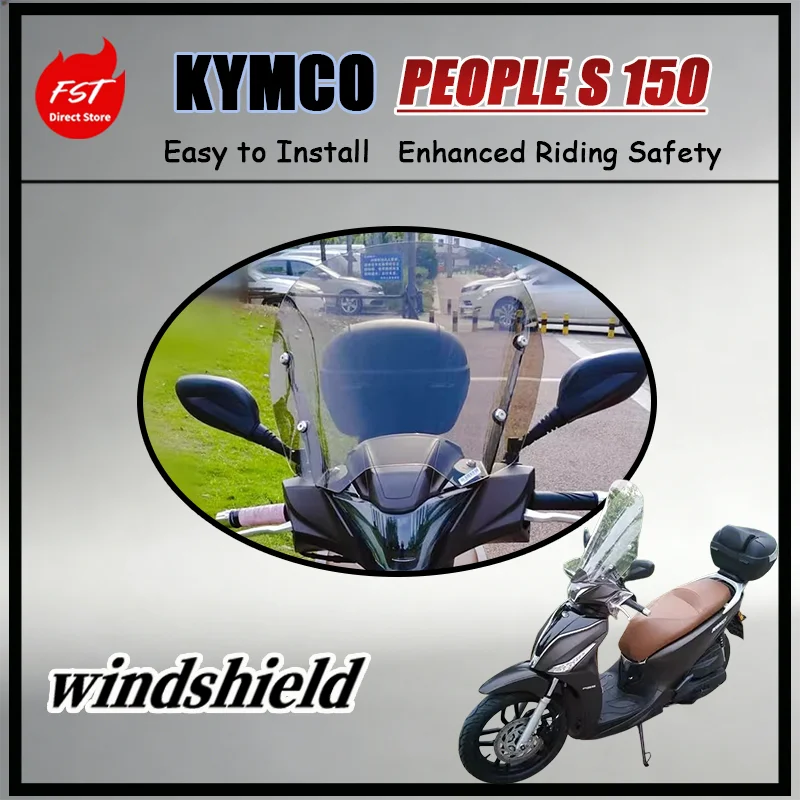FOR KYMCO PEOPLE S 150 Front Windshield - No-Drill Installation Scooter Wind Deflector for Comfortable Riding Experience