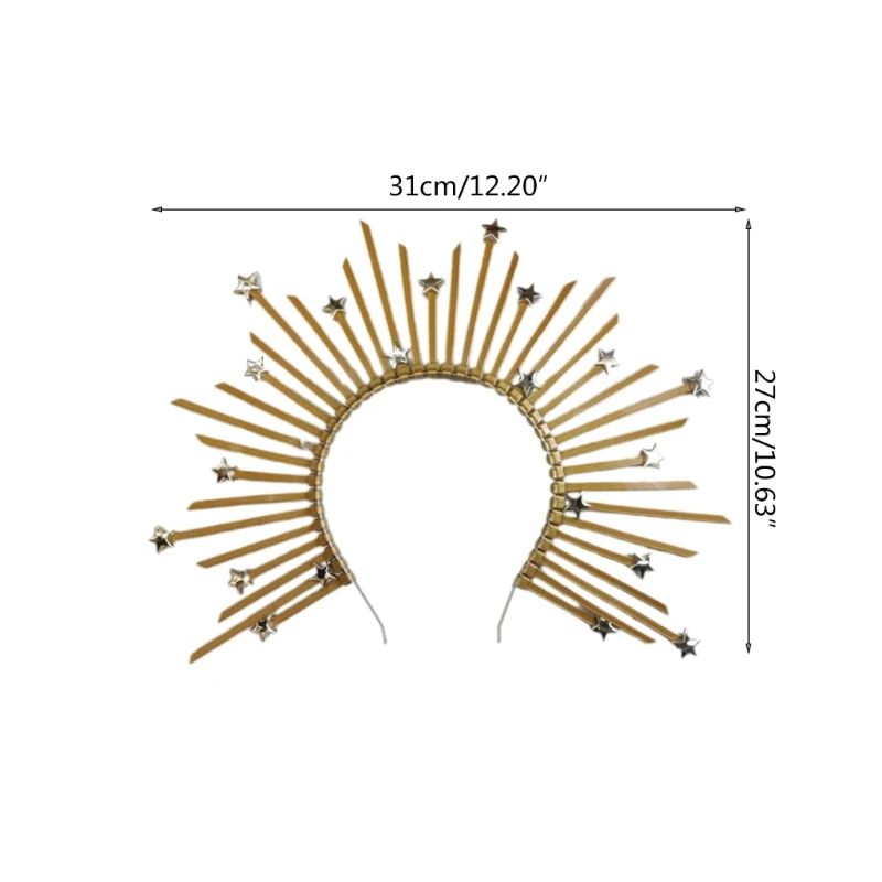 of Notre Dames with Five-star Head Buckle Hairband Funny Exaggerated Novel Crowns Halloween Witch Headband