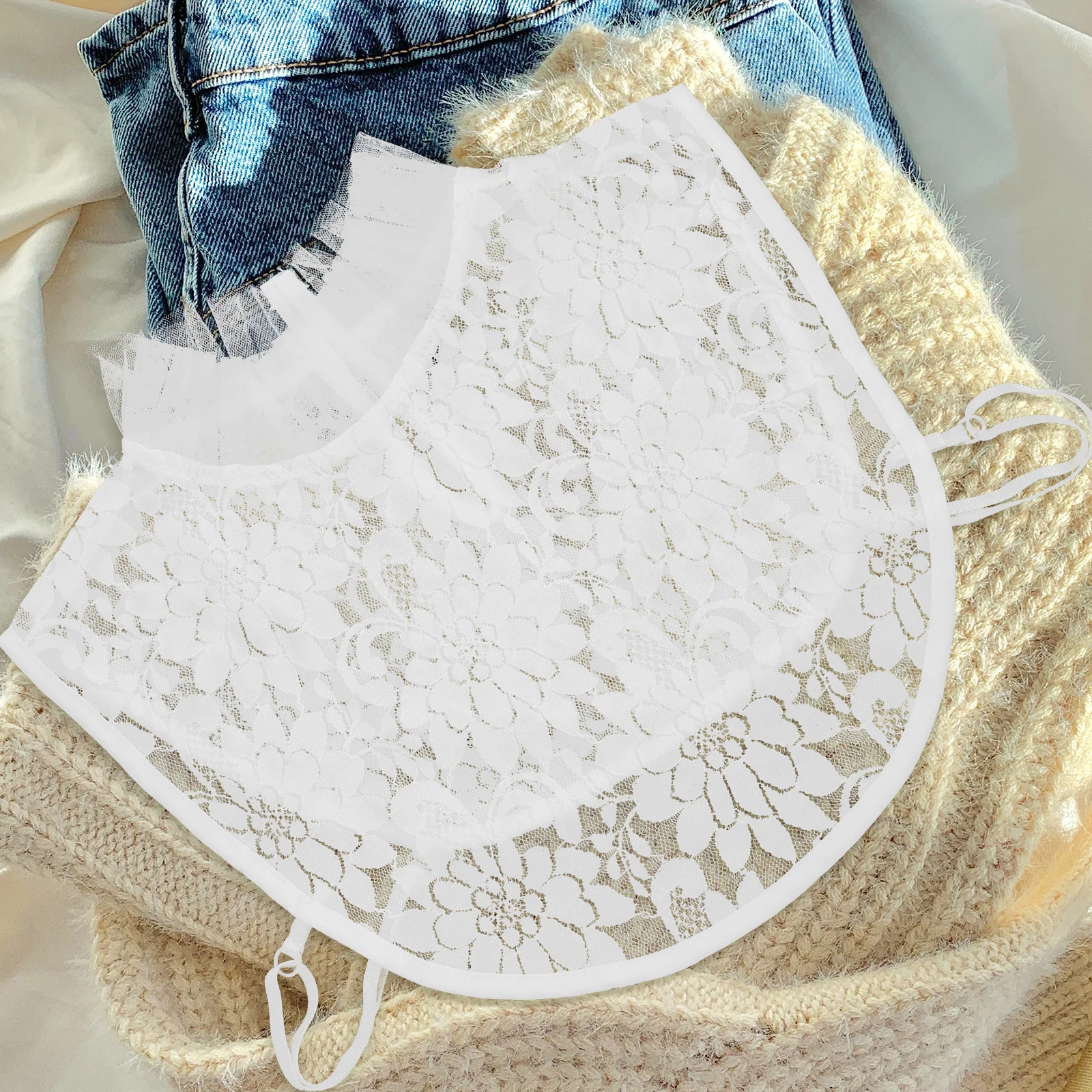 

Fake Shirt Collar For Women Detachable Lace Collar White Cotton Faux Blouse Accessories Business Suit Neckline Enhancer