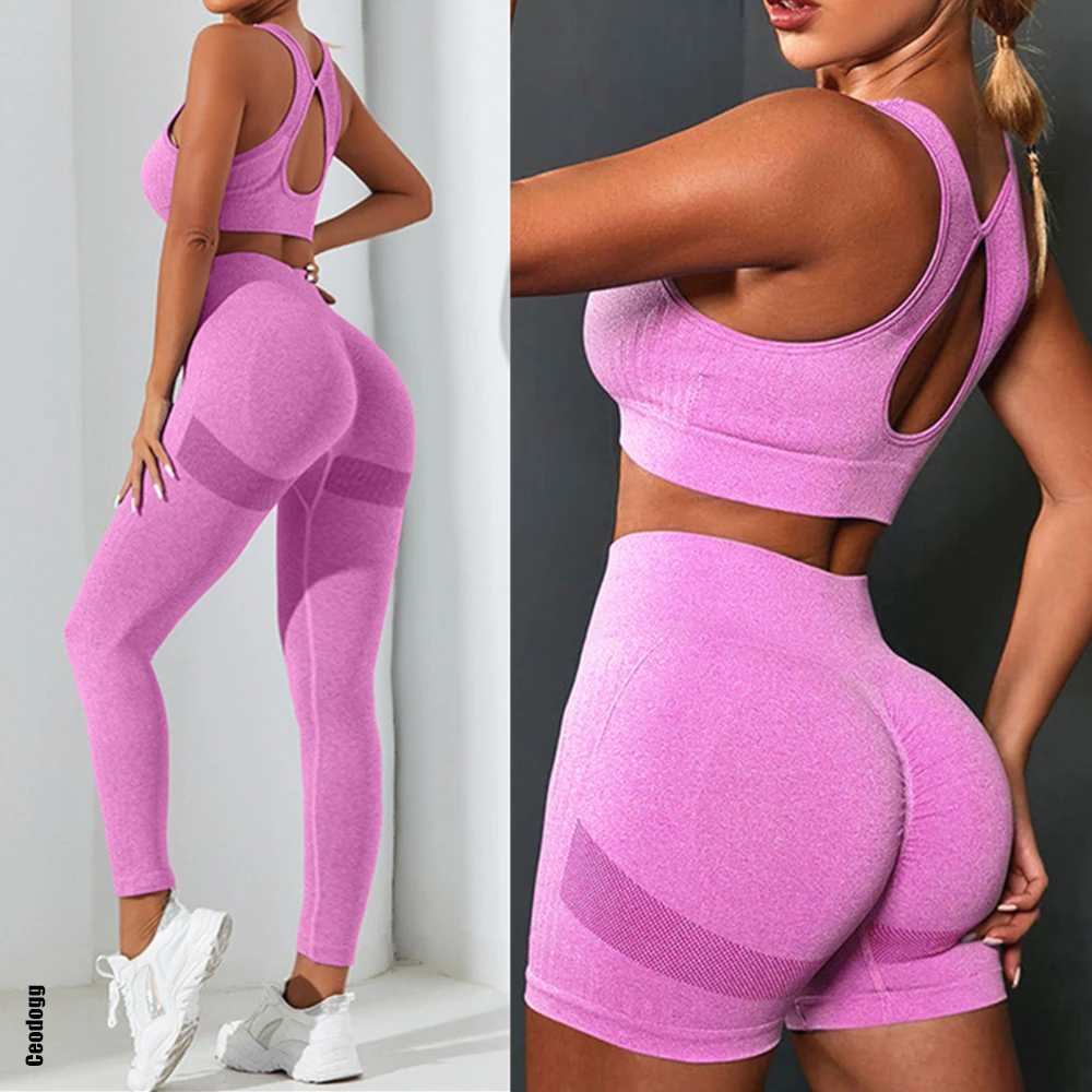 Women Seamless Yoga Set Gym Workout Clothes for Female Push Up Bra High Waist Leggings Sexy Fitness Sportswear Sports Suits