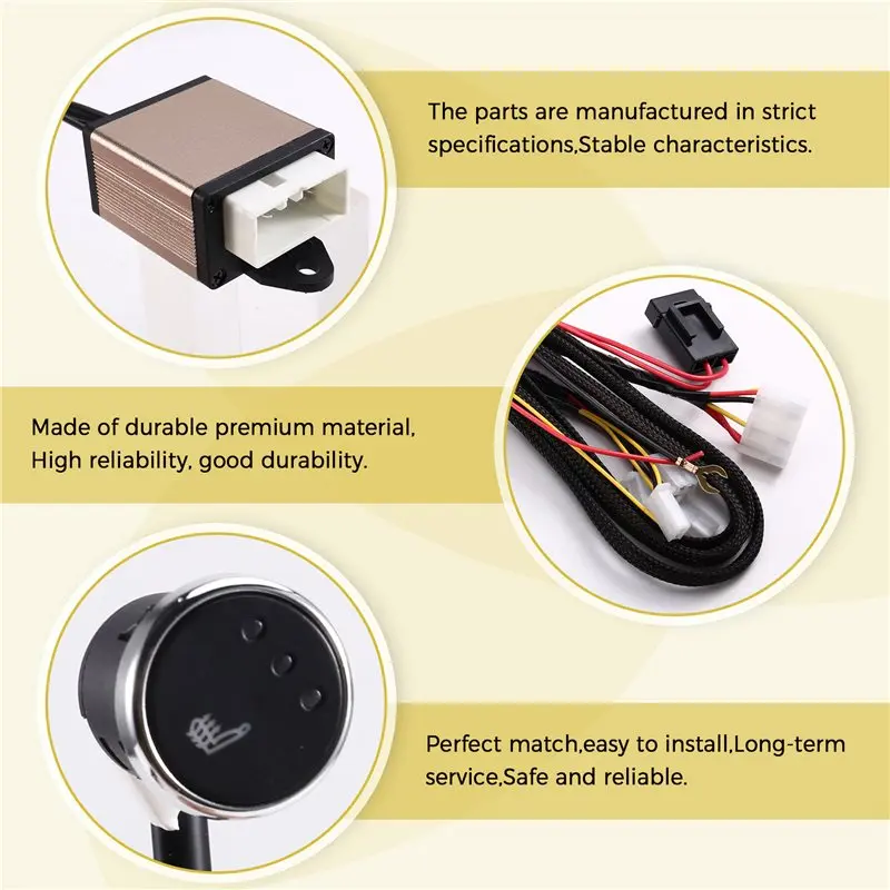 M49K-Car Seat Heating Heat Pad Universal 12V Built-In Heater 3-Level Dual Round Control Switch System With Harness