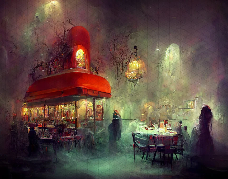 

Johnson Spooky Ghost Haunted Diner Light backdrops High quality computer print party supplies Photography Studio Backgrounds