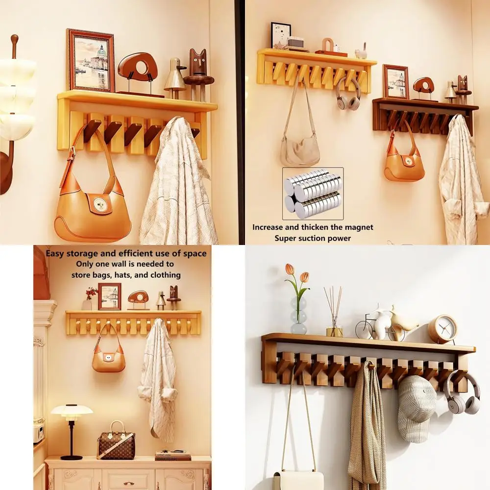 

Wall-Mounted Crescent Design Piano Key Style Coat Rack for Entrance, Ideal for Hanging Clothes and Hats upon Entering