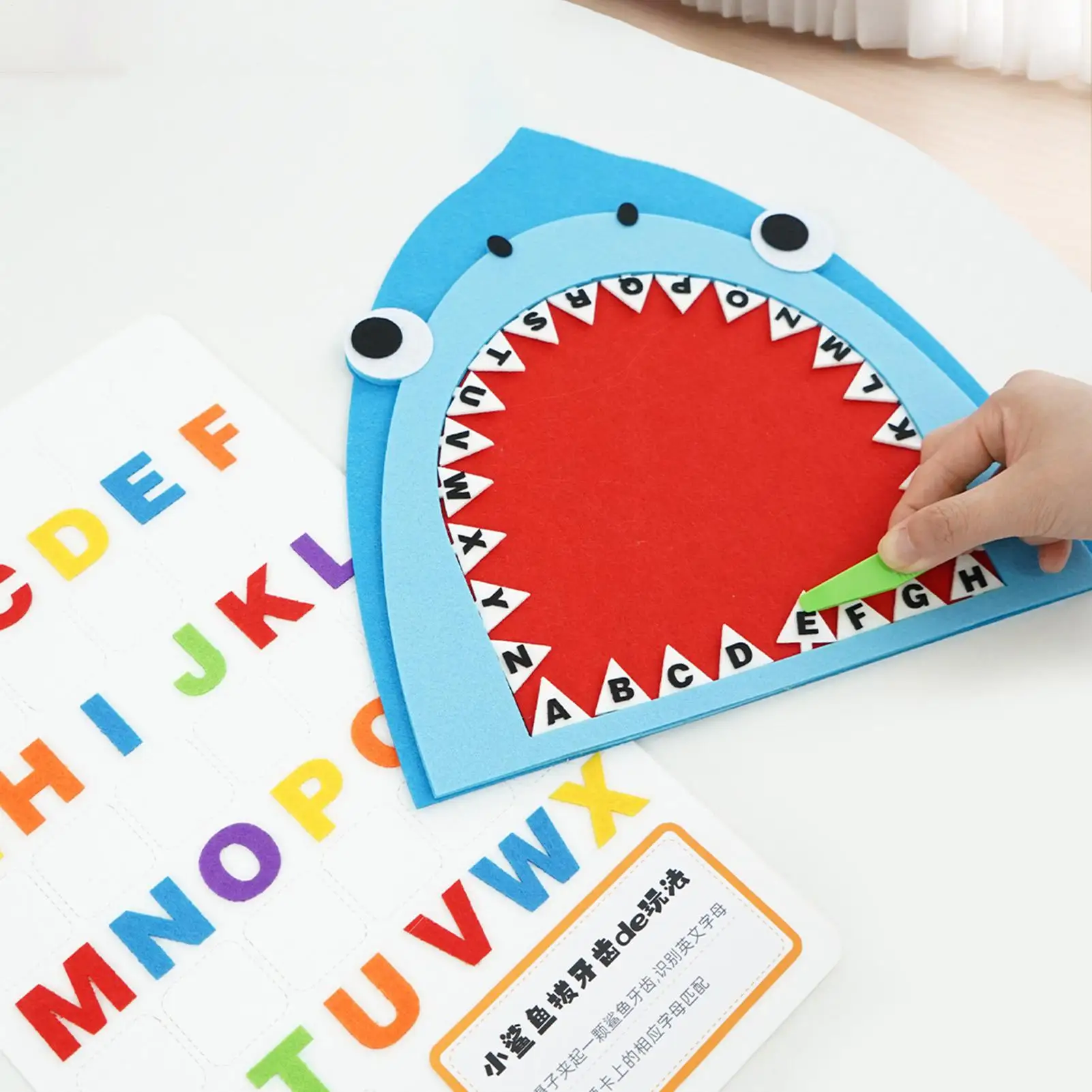 Matching Letter Game Cute Shark Tooth Felt Educational Interactive Classroom Letter Matching Toys For Homeschool Preschool