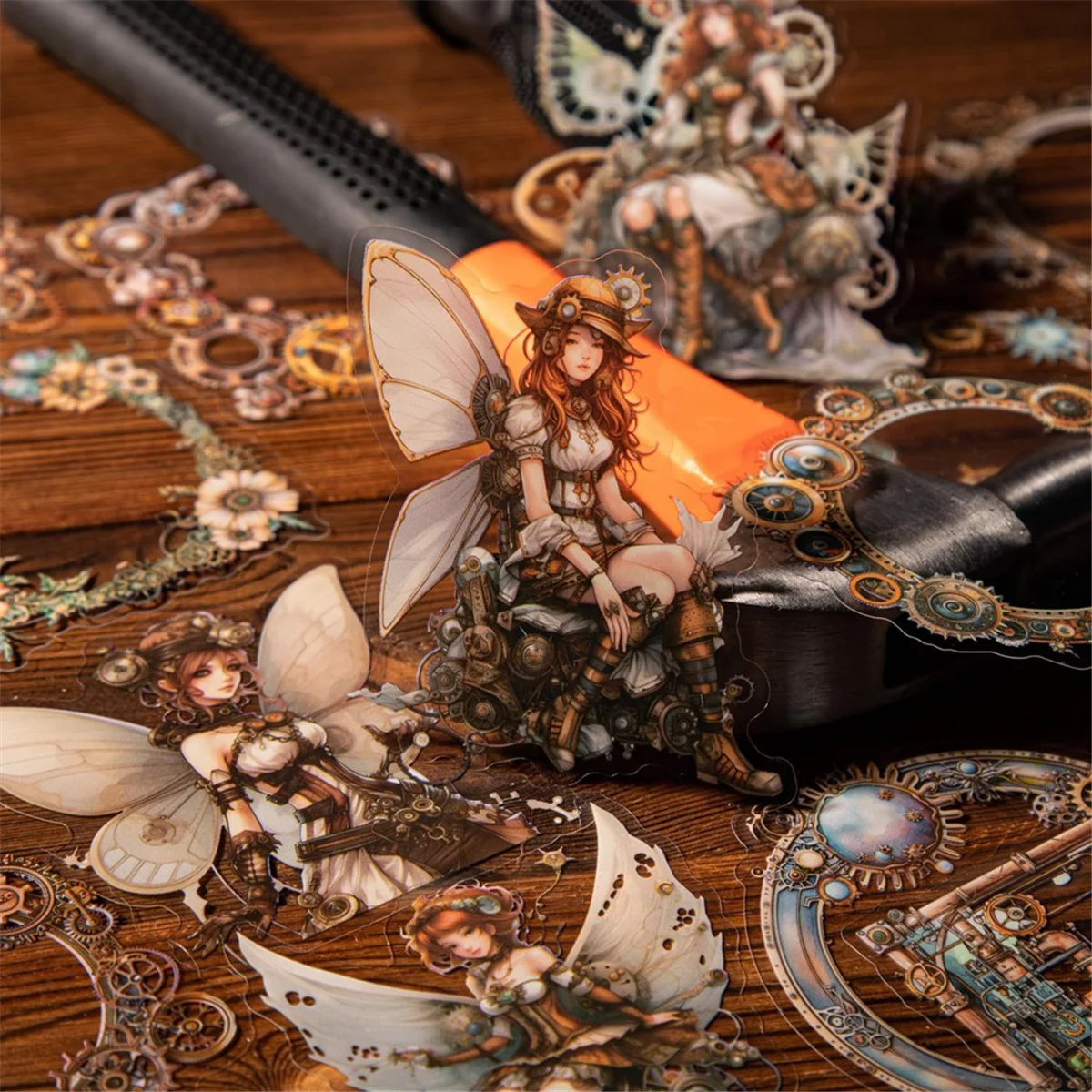 Steampunk สมุดภาพชุดสติกเกอร์,120PCS Fairy Ephemera สําหรับ Scrapbooking,ขยะ Journaling,Crafting,โครงการ DIY