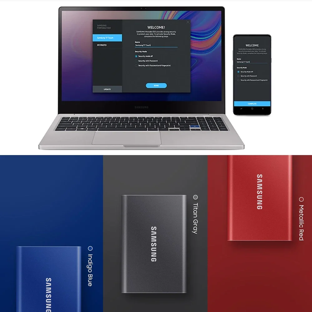 Samsung T7 tragbare SSD 1TB 2TB externe Festplatte Festplatte Solid-State-Laufwerke Typ-C USB 3,2 Gen 2 SSD kompatibel für Laptop-PC