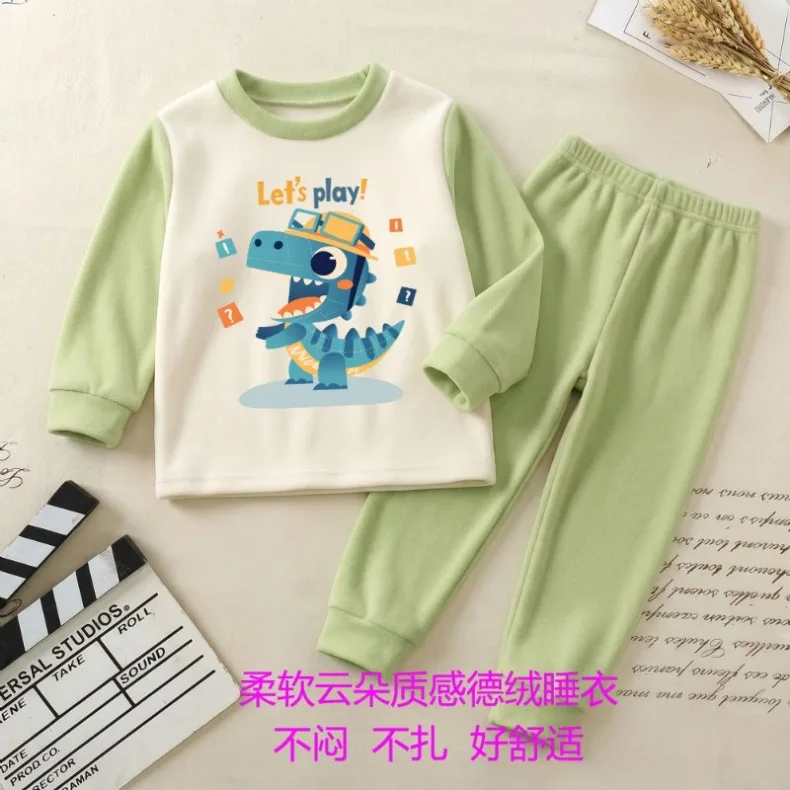 2026 Herbst- und Winter-Kinder-Pyjama-Sets, weich und bequem, verdickte warme Heimkleidung für Jungen, Langarm-Schlafanzüge – Detail 5