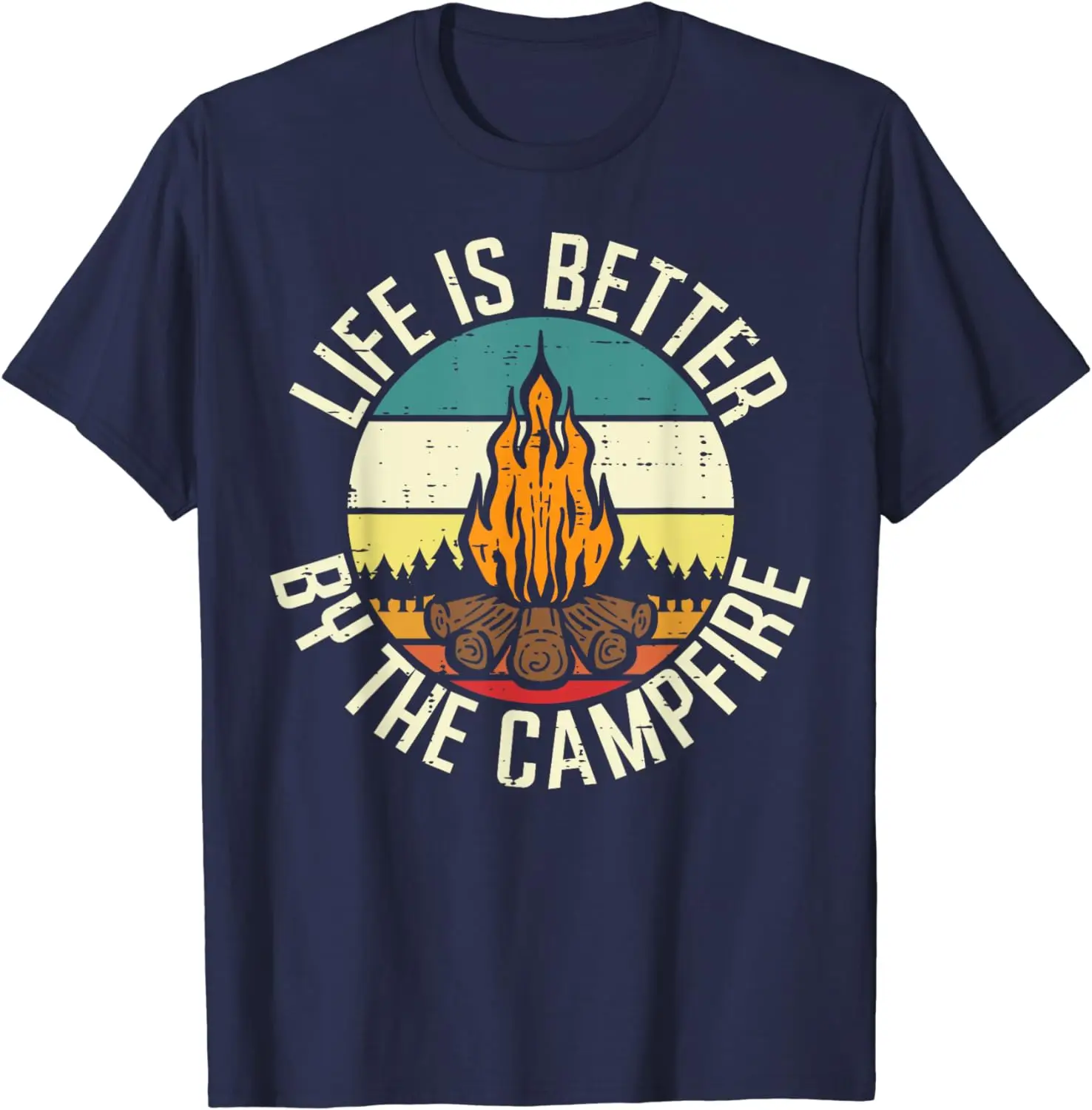 Life Is Better By The Campfire Retro Short Sleeve Camper Men Women Kids T-Shirt Streetwear for Outdoor Travel Camping