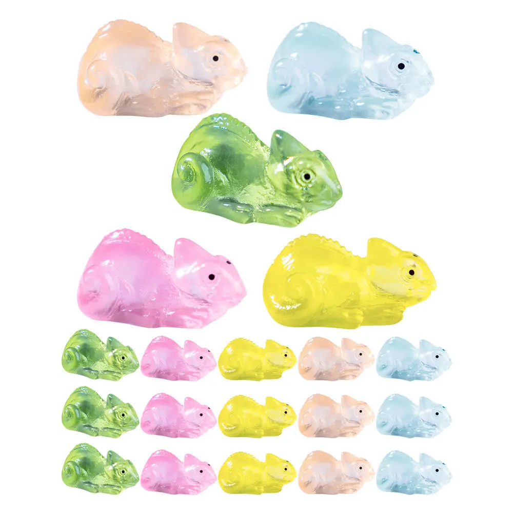 

20pcs Mini Lizard Resin Glowing Wall Decor Night Light Statue For Garden Car Dollhouse Bonsai Landscape Ornament