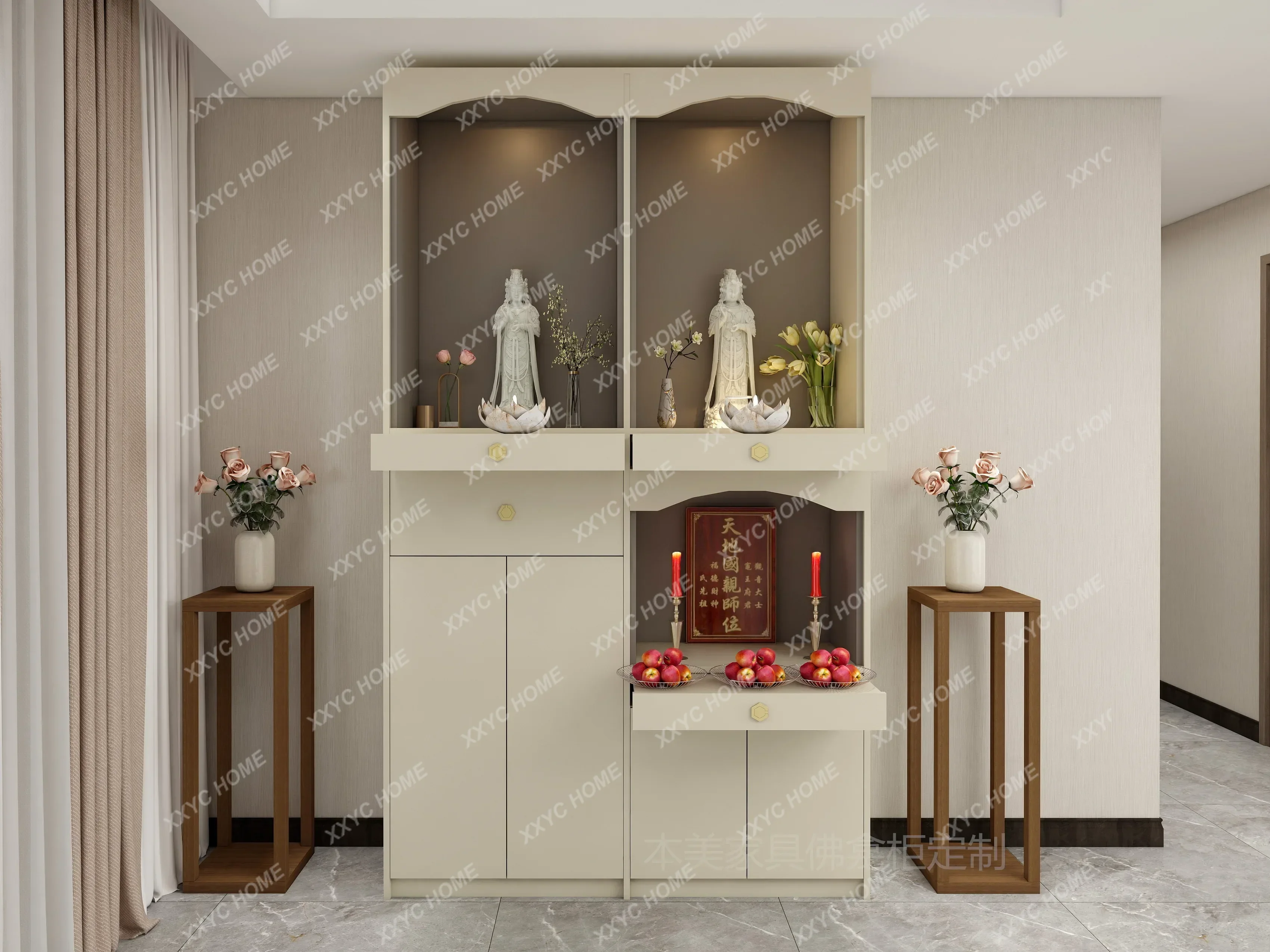 

Ancestor Card Shrine Guanyin Bodhisattva Household Simple Buddha Cabinet Household Incense Case Offering Table