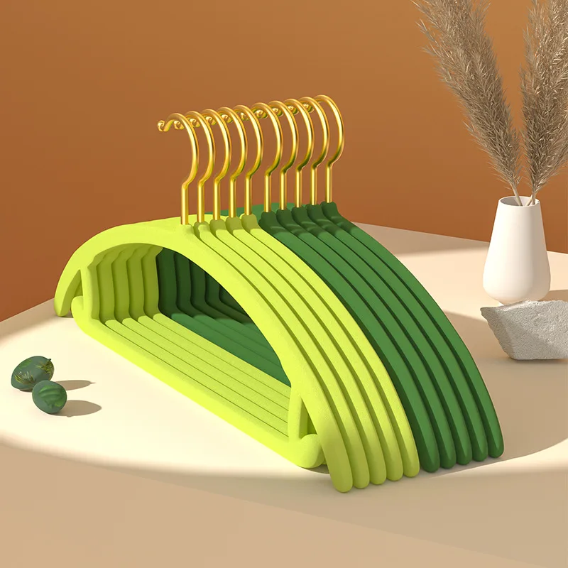 10 stücke Gold haken halbrunde Beflockung Kleiderbügel multifunktion ale Anti-Rutsch