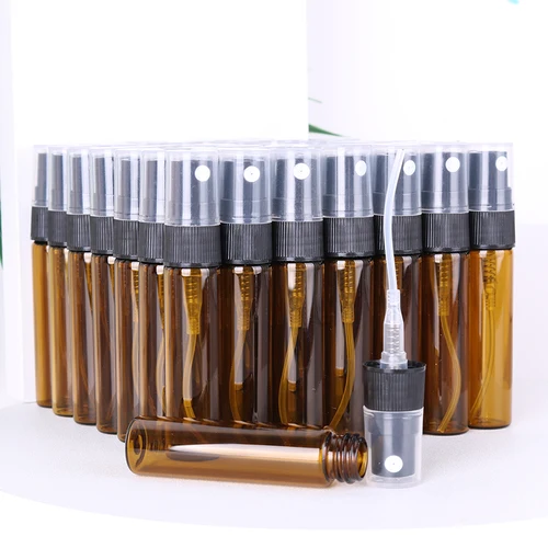 Imagen 2 del producto Venta especial 50/pieza 5ml botella de perfume de vidrio marrón de alta calidad aceite esencial colonia mini botella de spray para artículos esenciales de viaje
