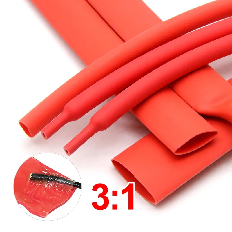 1~10m 3:1 Heat Shrink Tube With Glue Red 1.6mm - 39mm Dual Wall Adhesive Lined Polyolefin Shrinkin ﻿Wrap Cable Protect Sleeving