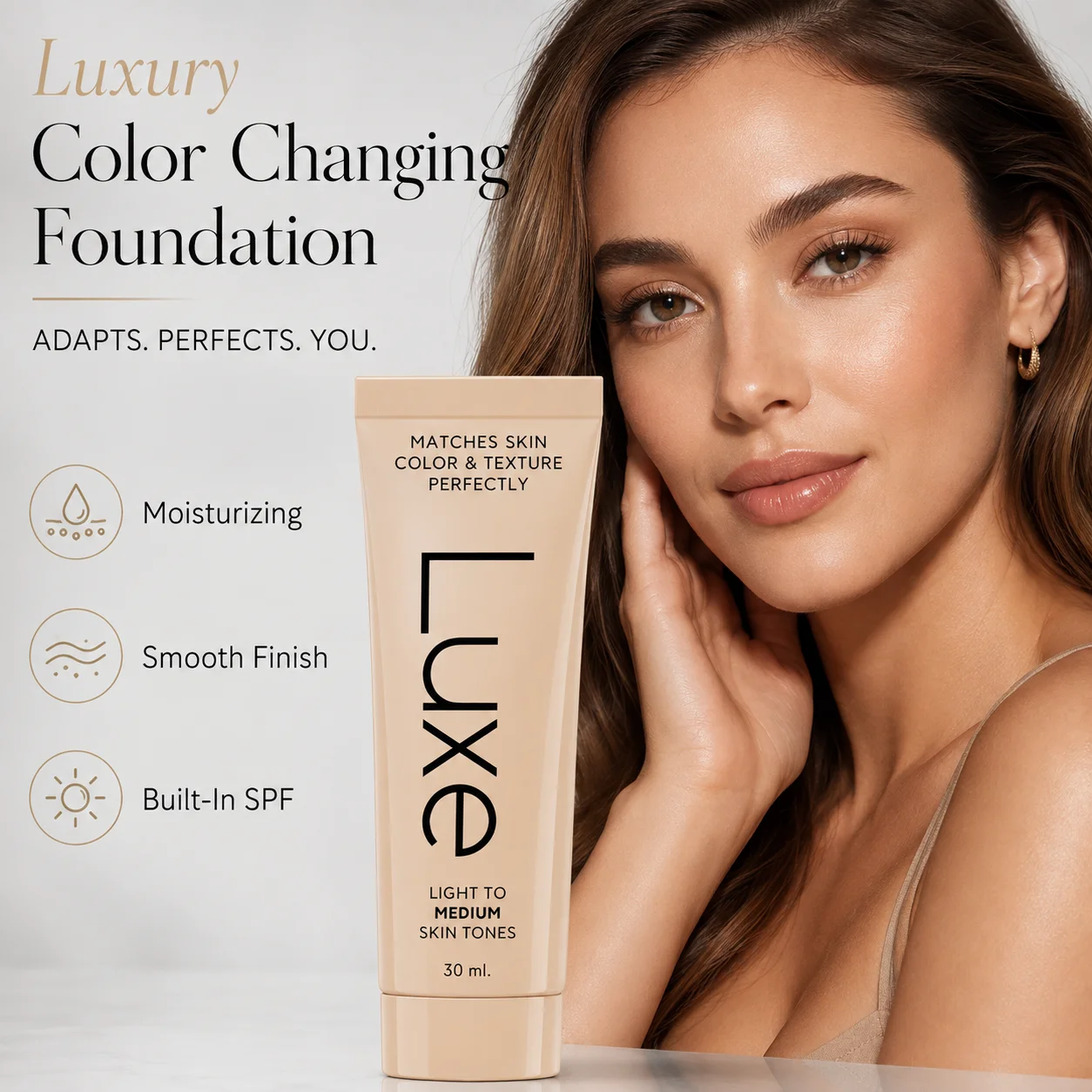 Luxury Color Changing Foundation Hydrating Sunscreen Liquid Makeup Adaptive Tone Moisturizing Concealer Long Lasting Face Beauty