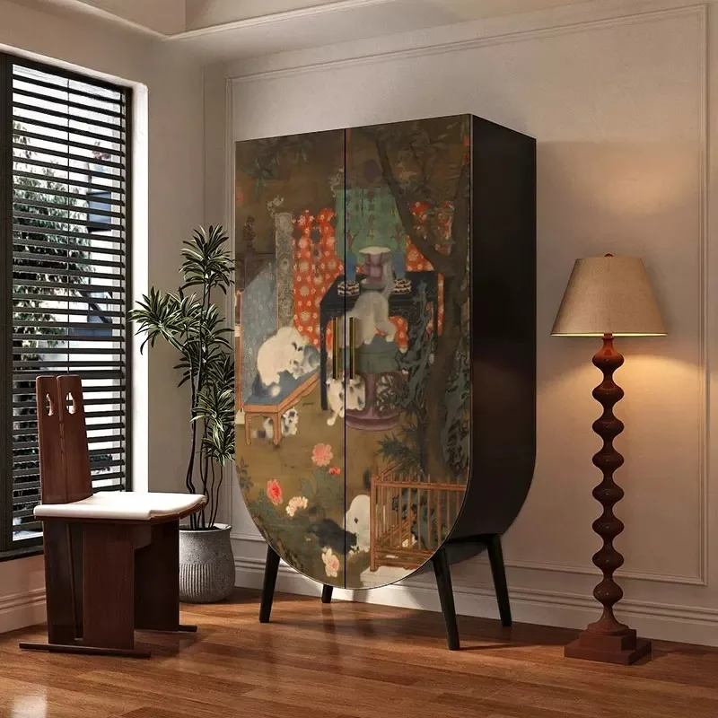 French style solid wood wardrobe, opposite door locker, bedroom cloakroom hanging closet