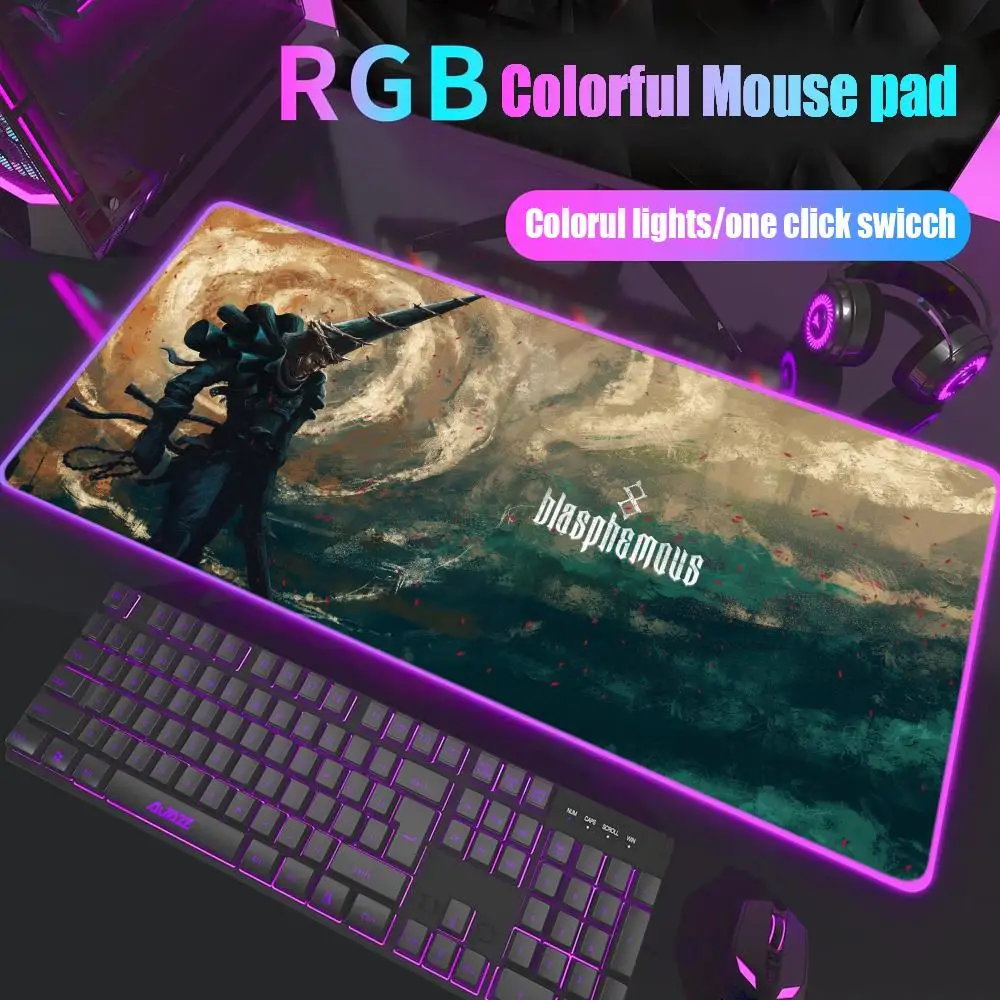 

Blasphemous Mouse Pad Gamer Rgb Desk Mat Back Light Led Mousepad Setup Gaming Accessories Deskmat Big Mousepad Backlight