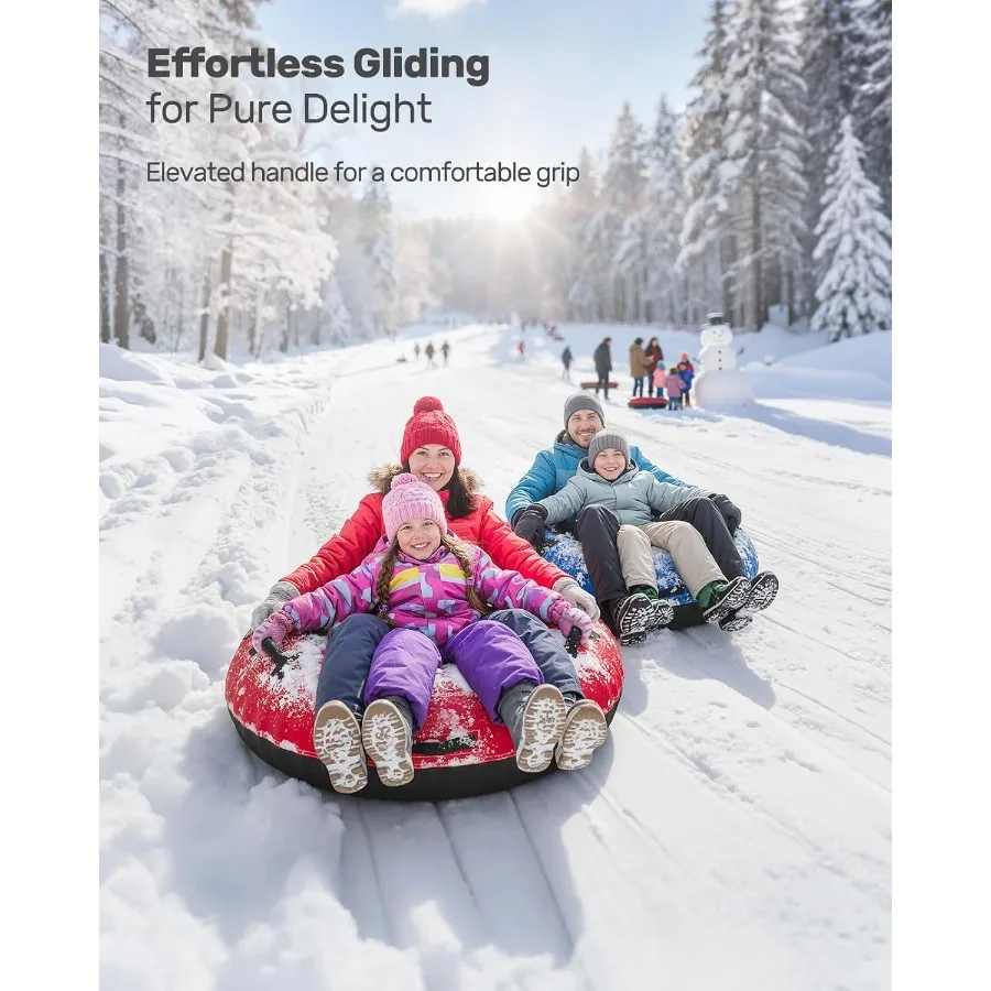 Tubo de neve inflável de 48 '' com capa de lona premium, 2 pacotes para adultos, brinquedo divertido de inverno ao ar livre resistente com bott engrossado