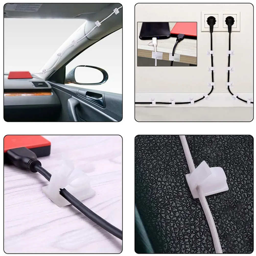 

120 Pcs Wire Fixer Desk Cord Holder Self Stick Cable Fixing Clip Sticky Adhesive Clips Organizers for Cords
