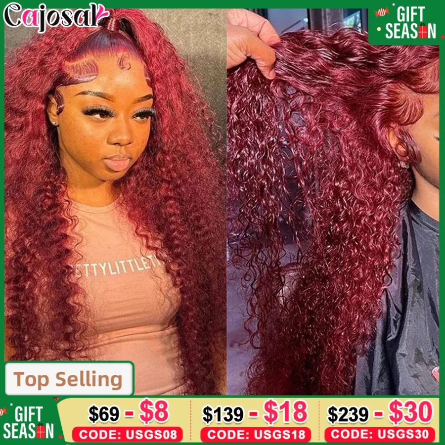 Wine Red 99j Burgundy Lace Front 13x6 Curly Human Hair Wigs Hd Lace Wig 5x5 Human Hair Colored Deep Wave Frontal Wig New