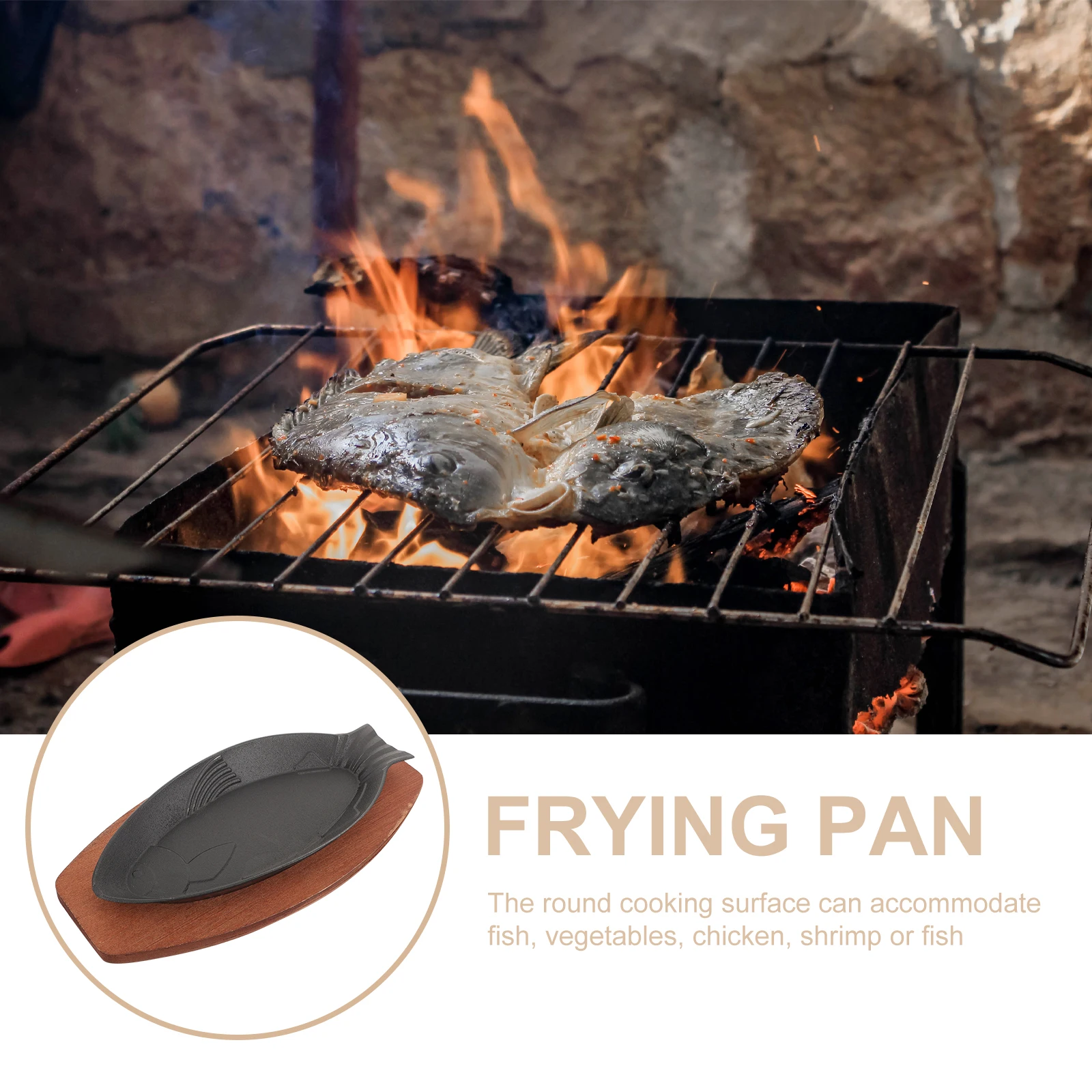 

Fish Shaped BBQ Pan 30.5x13.5cm .5cm Non Stick Iron Plate Grilling Round Cooking Tray Home Restaurant Kitchen Bar