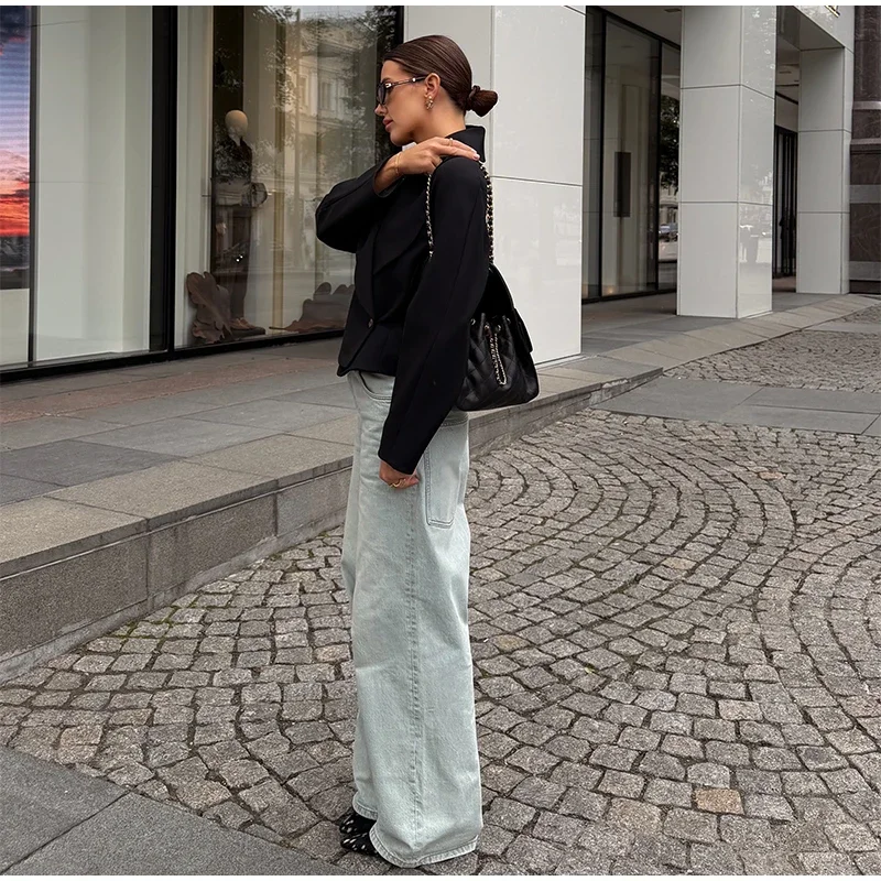 Damen-Hosen-Sets, V-Ausschnitt, Langarm, Taillenbetonende Asymmetrische Mäntel, Hochgeschnittene Plissierte Hosen, Schicke Büro-Outfits für Damen, Neuheiten – Detail 18