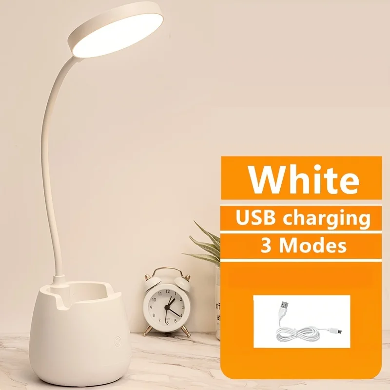Pen Container LED Desk Lamp Rechargeable Table Lamps Convenient White/Pink/Blue Bedroom Bedside Lamp Usb Charging Study Lamp