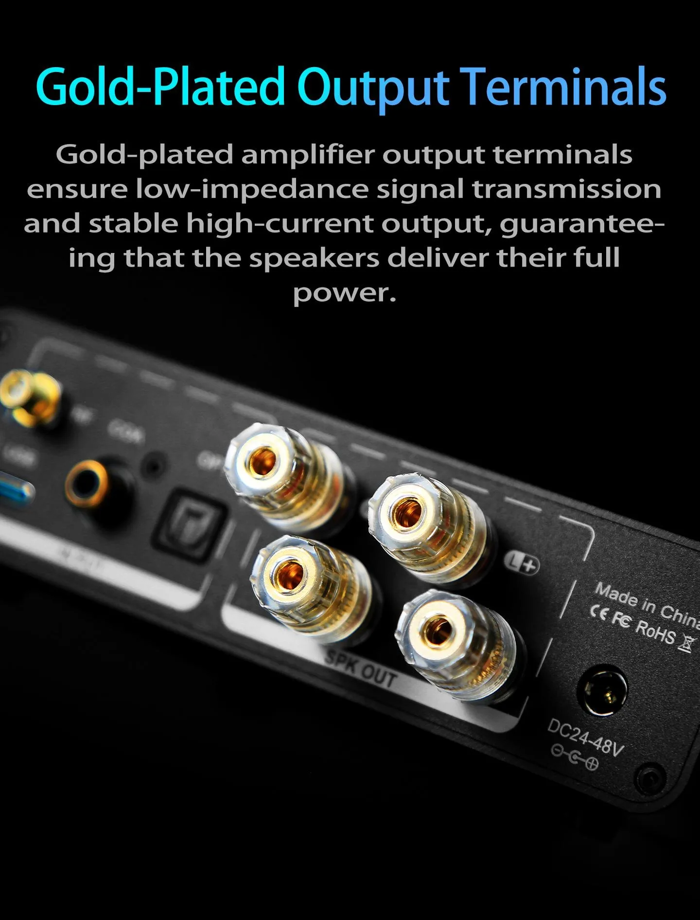 LSYSA DA8 GaN Bluetooth 6.2 HiFi-Stereo-Verstärker 300W×2 Klasse D Digital-Leistungsverstärker Optisch Koaxial USB LDAC für Heimaudio – Detail 9