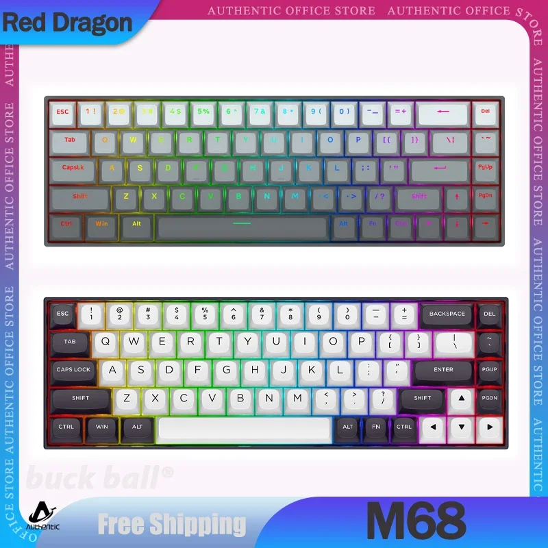 

Red Dragon M68 Mechanical Keyboard Adjustable Magnetic Switch Wired Keyboard Hot Swap Rgb Light 68 Keys Esports Gaming Keyboard