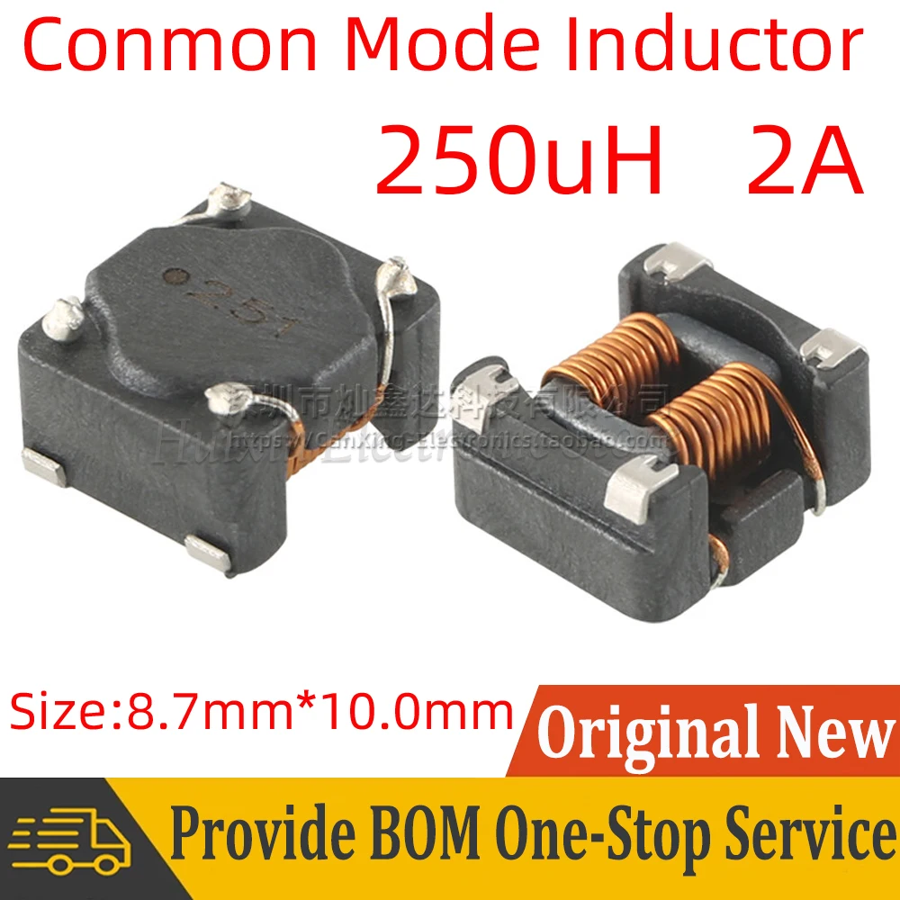 5pcs 744272251 SMT Common Mode Choke Inductor Inductance 250uH 2A EMI Filter Noise Supression 9x10x6.5