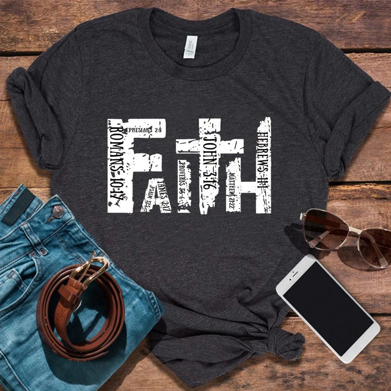 

Christian Shirt Bible Verse T-Shirt Religious Outfit Retro Faith T Shirt Christian Cross Graphic Tees Aesthetic