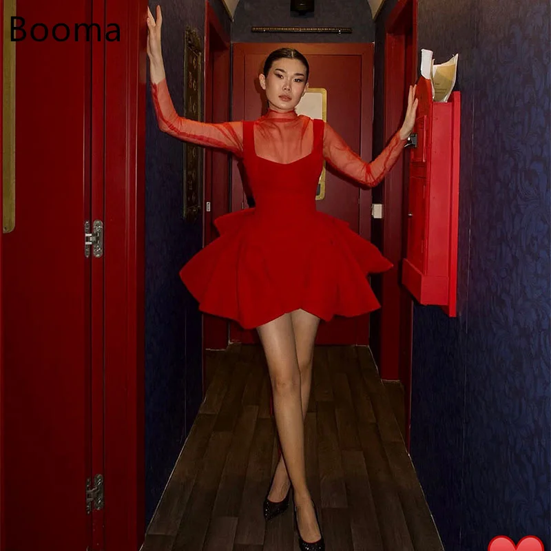 

Booma Elegant A-Line Evening Dresses Formal Party Gowns for Women Full Sleeve Tull Prom Gown Customize 2025