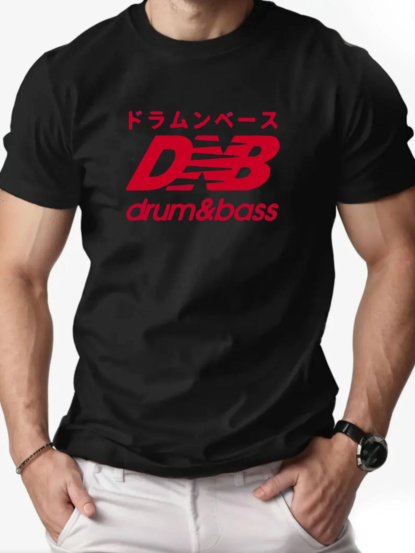 

T Shirt For Man 100% Cotton Drum & Bass Print Short Sleeve 2025 New Summer Round Neck Breathable Casual Streetwea Daily Tee