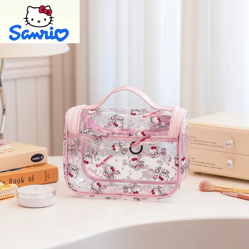 

Sanrio модная прозрачная водонепроницаемая косметичка высокого качества с героями мультфильмов «Hello Kitty» для женщин, милая ручная сумка для хранения туалетных принадлежностей